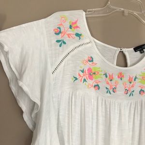 Embroidered flowy top